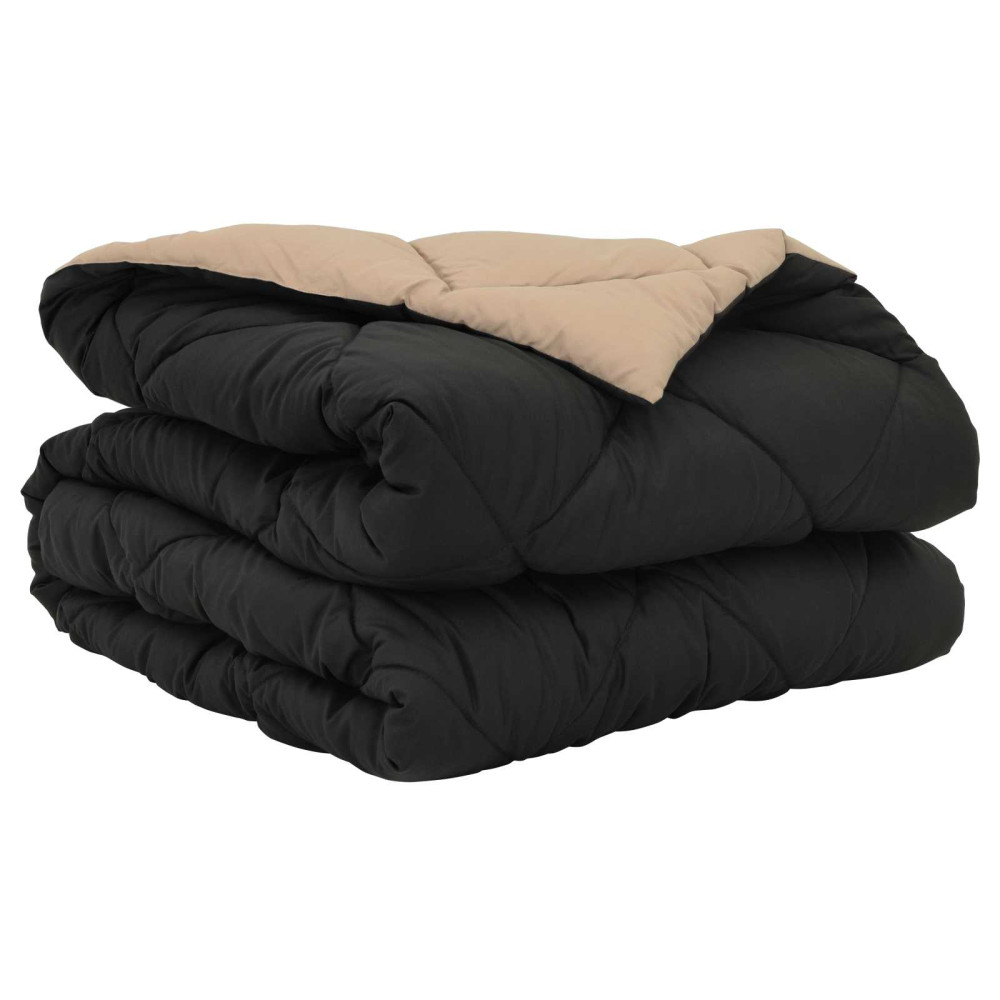 Produktbild för Sommar Duvet Svart och Taupe 220 x 135 cm Mikrofiber