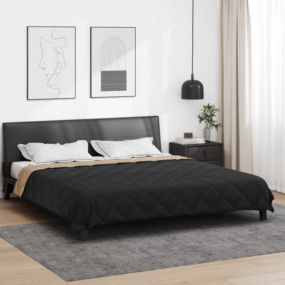 Produktbild för Sommar Duvet Svart och Taupe 220 x 200 cm Mikrofiber