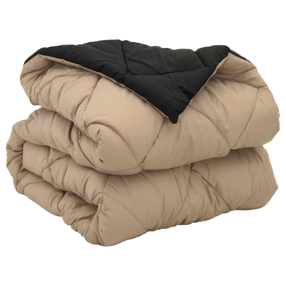 Produktbild för Full Års-Duvet Svart och Taupe 140 x 200 cm Mikrofiber