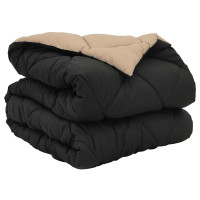 Produktbild för Full Års-Duvet Svart och Taupe 220 x 135 cm Mikrofiber