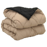 Produktbild för Full Års-Duvet Svart och Taupe 220 x 135 cm Mikrofiber