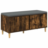 Produktbild för Hallbänk Rökt Ek 100 x 38 x 46 cm Konstruerat Trä och Tyg