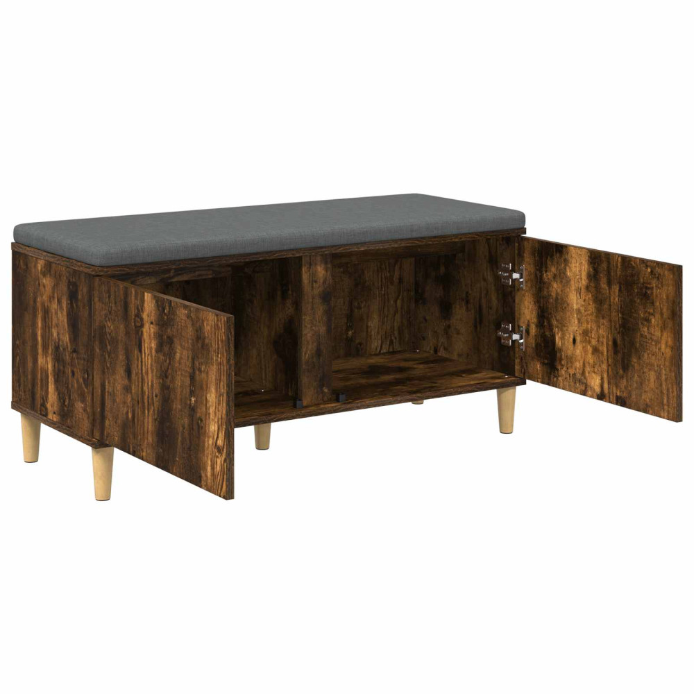 Produktbild för Hallbänk Rökt Ek 100 x 38 x 46 cm Konstruerat Trä och Tyg