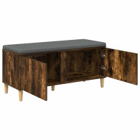 Produktbild för Hallbänk Rökt Ek 100 x 38 x 46 cm Konstruerat Trä och Tyg