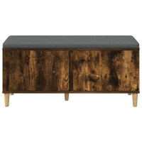 Produktbild för Hallbänk Rökt Ek 100 x 38 x 46 cm Konstruerat Trä och Tyg