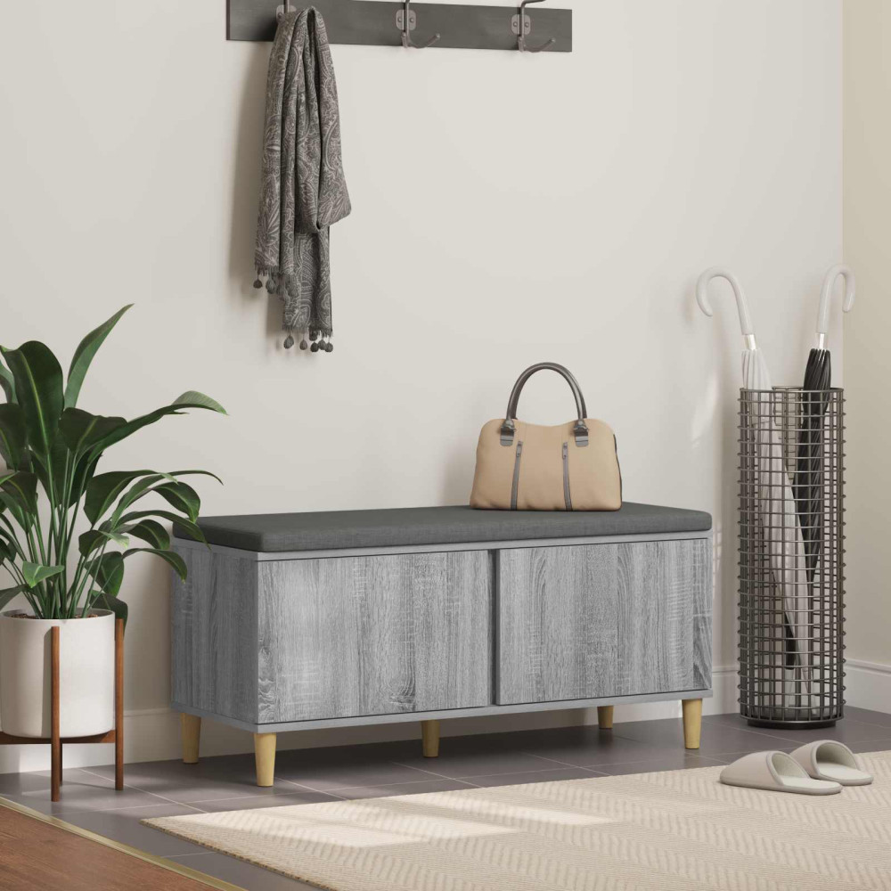 Produktbild för Hallbänk Grå Sonoma 100 x 38 x 46 cm Konstruerat Trä och Tyg