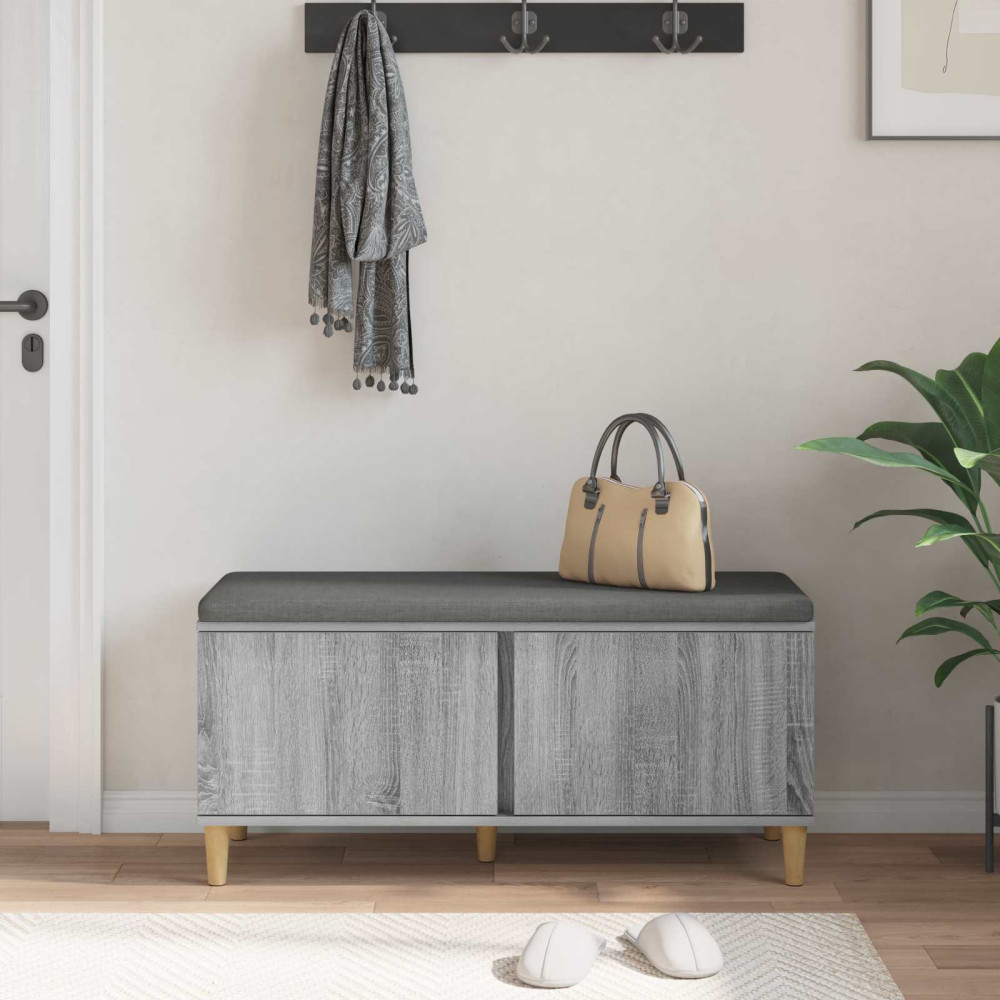 Produktbild för Hallbänk Grå Sonoma 100 x 38 x 46 cm Konstruerat Trä och Tyg
