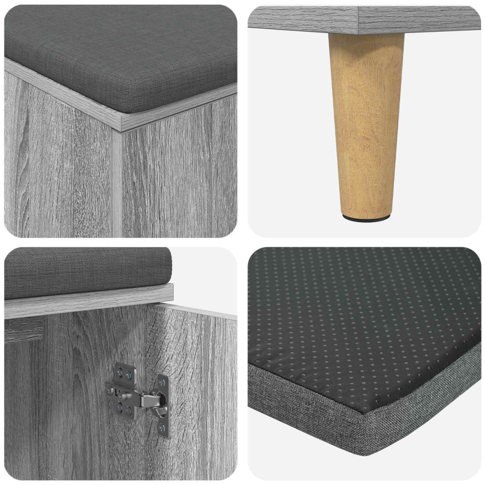 Produktbild för Hallbänk Grå Sonoma 100 x 38 x 46 cm Konstruerat Trä och Tyg