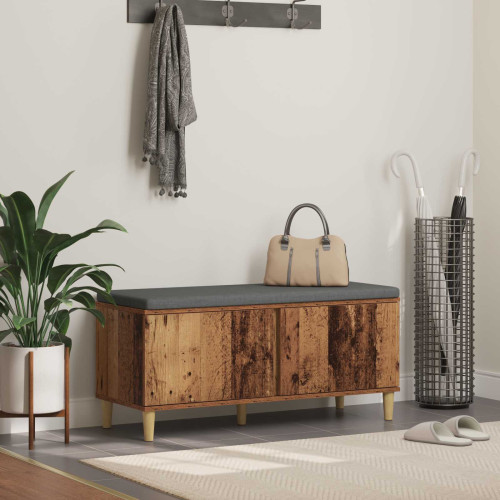vidaXL Hallbänk Gammalt trä 100 x 38 x 46 cm Konstruerat Trä och Tyg