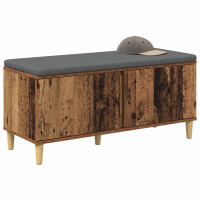 Produktbild för Hallbänk Gammalt trä 100 x 38 x 46 cm Konstruerat Trä och Tyg