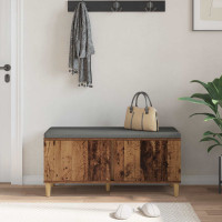 Produktbild för Hallbänk Gammalt trä 100 x 38 x 46 cm Konstruerat Trä och Tyg