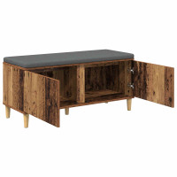 Produktbild för Hallbänk Gammalt trä 100 x 38 x 46 cm Konstruerat Trä och Tyg