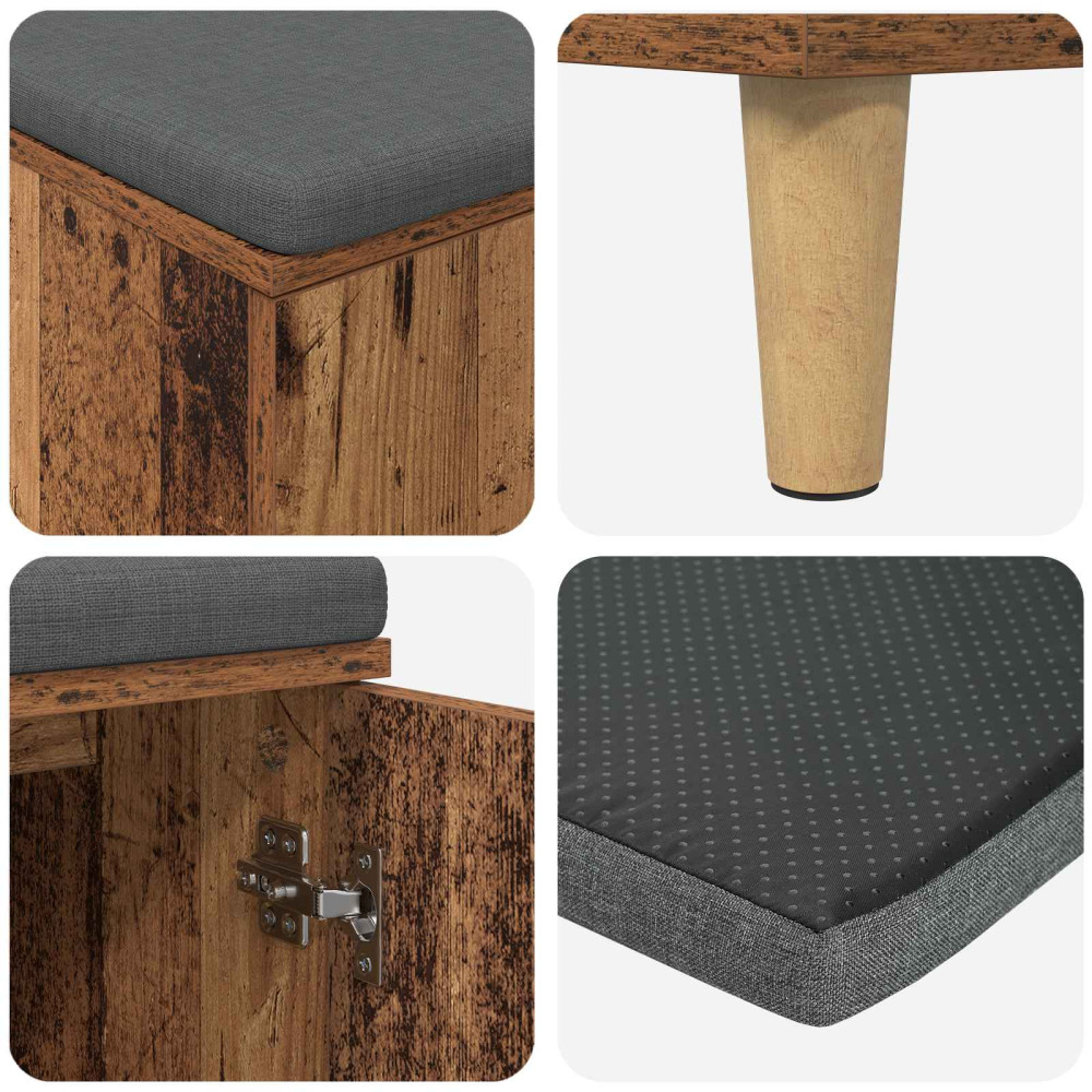 Produktbild för Hallbänk Gammalt trä 100 x 38 x 46 cm Konstruerat Trä och Tyg
