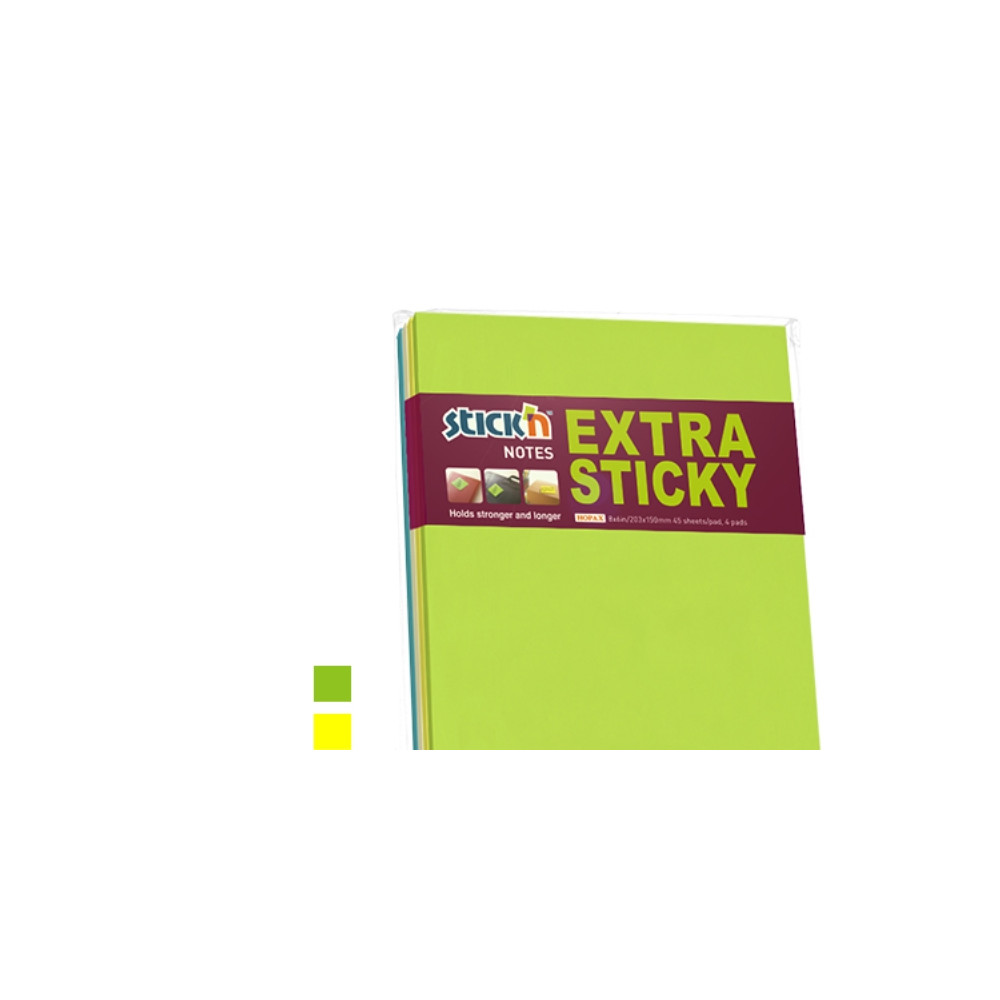 Produktbild för Stickn Notes Stick'N extra sticky 203x150 mm 45 blad ass. 4...