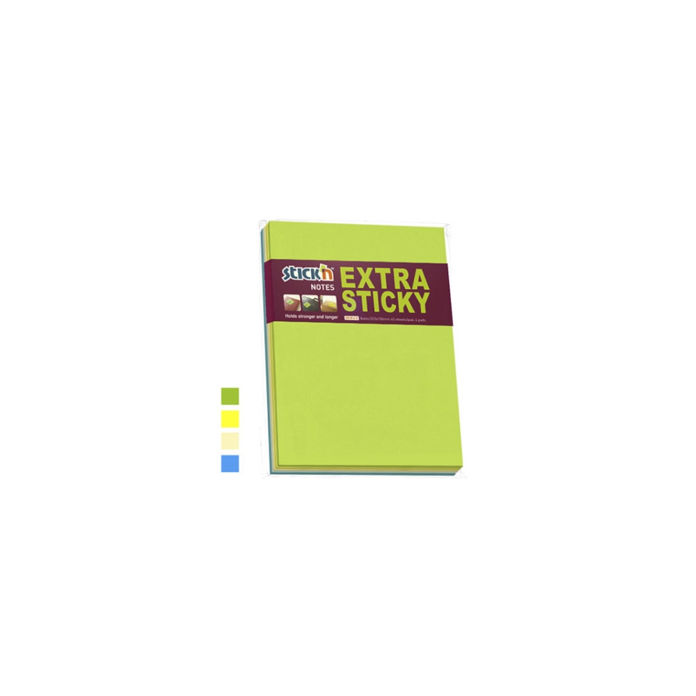 Produktbild för Stickn Notes Stick'N extra sticky 203x150 mm 45 blad ass. 4...
