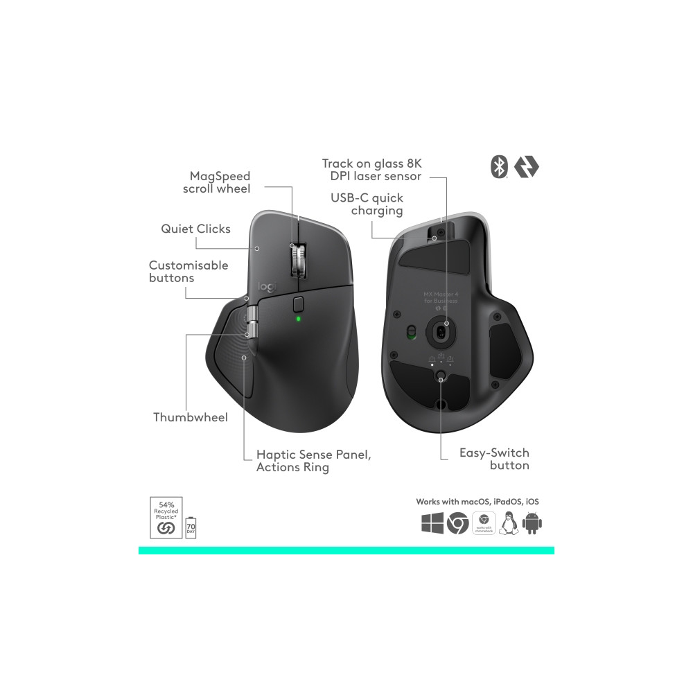 Produktbild för Logitech MX Master 4 for Business - mus - Bluetooth, 2.4 GHz