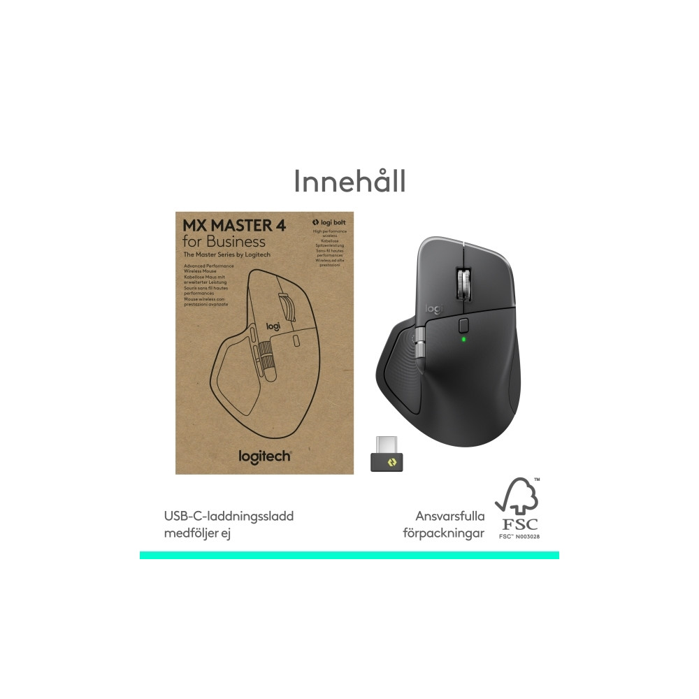 Produktbild för Logitech MX Master 4 for Business - mus - Bluetooth, 2.4 GHz