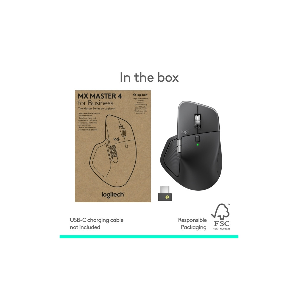 Produktbild för Logitech MX Master 4 for Business - mus - Bluetooth, 2.4 GHz
