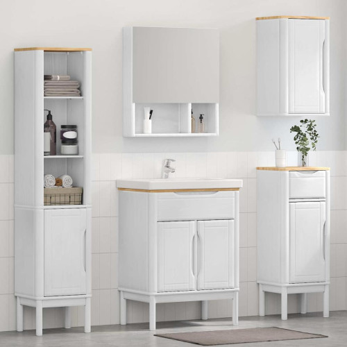 vidaXL Badrumsmöbelset med låda med hylla FLORO 4 pcs Vit Massiv furu