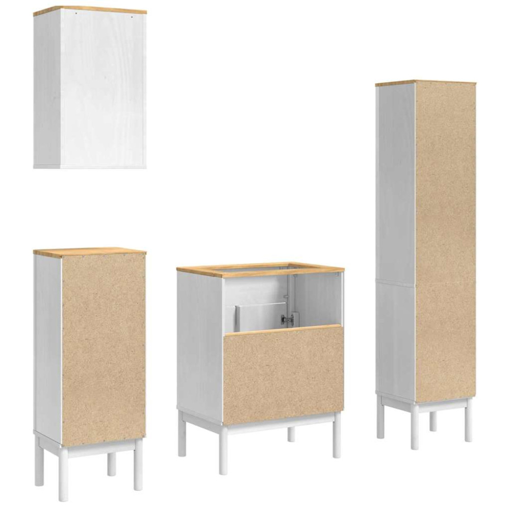 Produktbild för Badrumsmöbelset med låda med hylla FLORO 4 pcs Vit Massiv furu