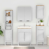 Produktbild för Badrumsmöbelset med låda med hylla FLORO 4 pcs Vit Massiv furu