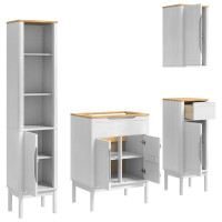 Produktbild för Badrumsmöbelset med låda med hylla FLORO 4 pcs Vit Massiv furu