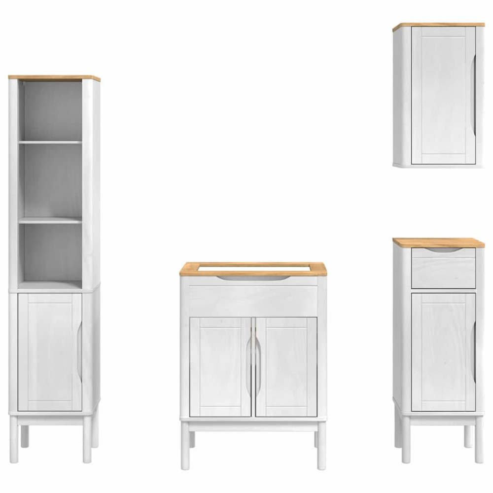 Produktbild för Badrumsmöbelset med låda med hylla FLORO 4 pcs Vit Massiv furu