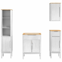 Produktbild för Badrumsmöbelset med låda med hylla FLORO 4 pcs Vit Massiv furu