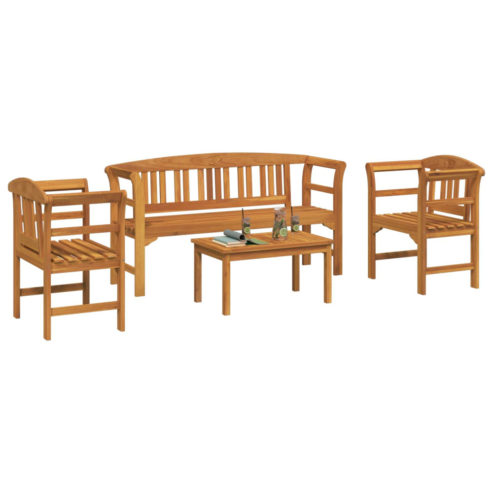 Produktbild för Trädgårdsros loungeset 4 pcs Massivt Akaciaträ