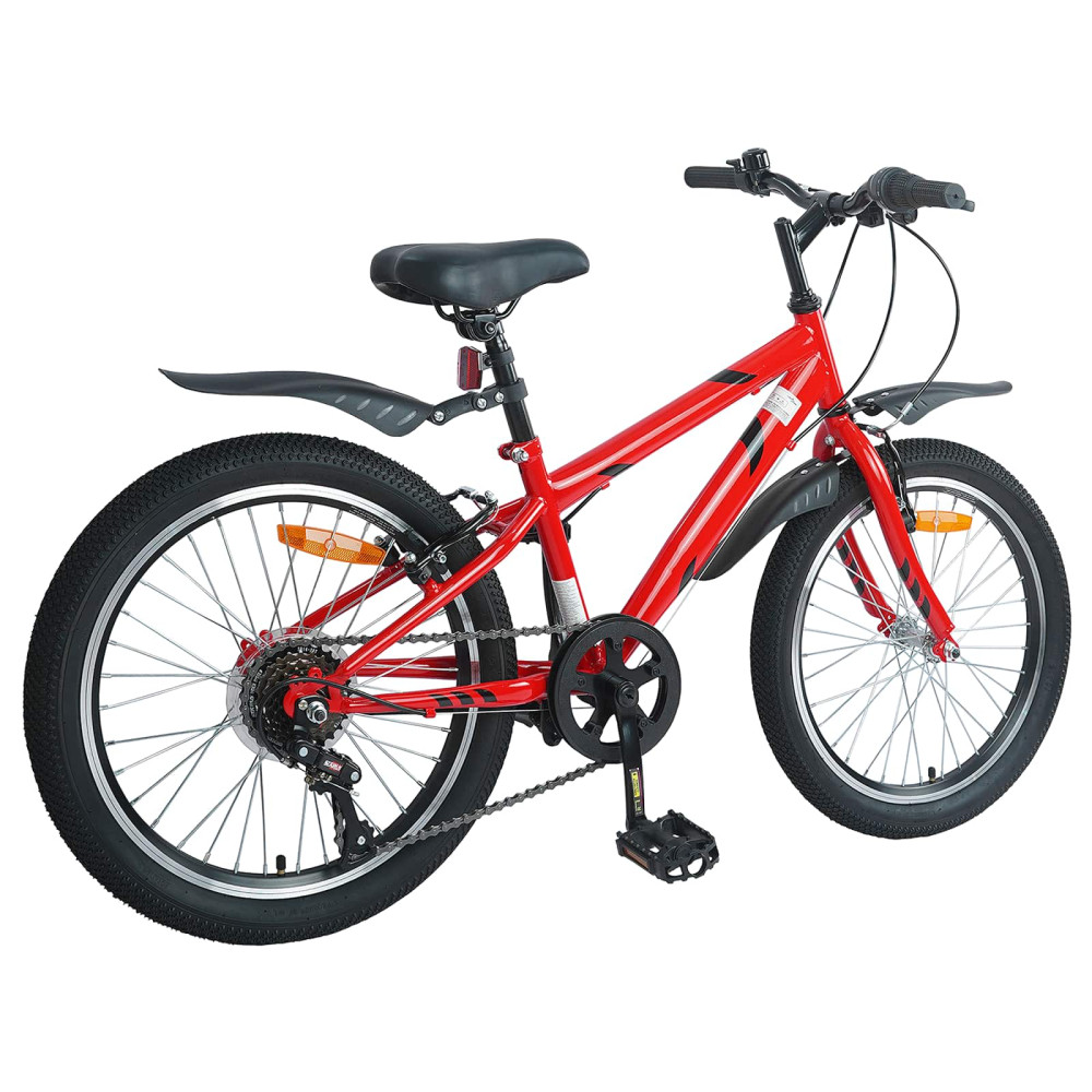 Produktbild för Barncykel 24 Tum 6-Speed för 8-12 år gamla Röd