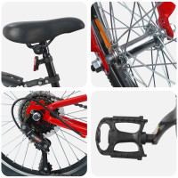 Produktbild för Barncykel 24 Tum 6-Speed för 8-12 år gamla Röd