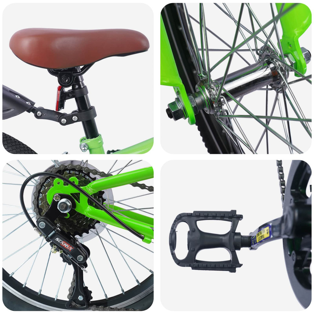Produktbild för Barncykel 24 Tum 6-Speed för 8-12 år gamla Grön