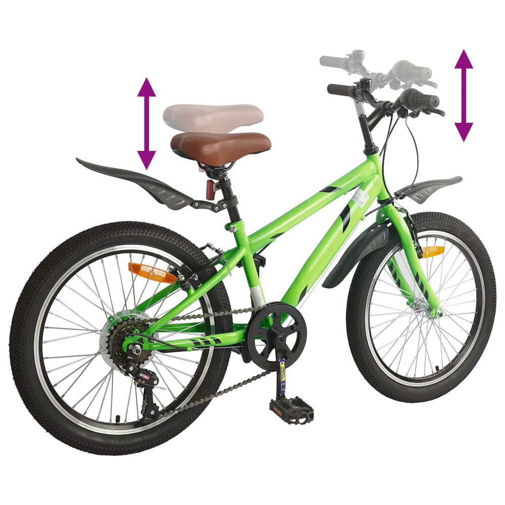 Produktbild för Barncykel 24 Tum 6-Speed för 8-12 år gamla Grön