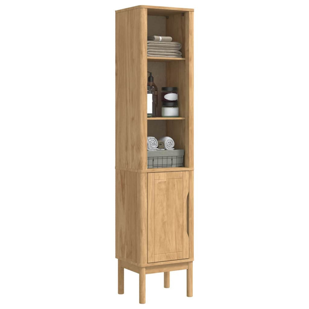 Produktbild för Badrumshögt skåp FLORO Vaxbrun 35 x 30 x 160 cm Massiv furu