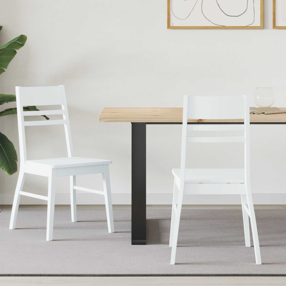 Produktbild för Matstolar 2 pcs Vit 43 x 54 x 89 cm Massiv Gummiträ