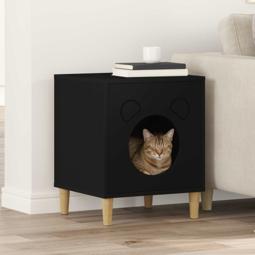 vidaXL Katt hus Svart 42,5 x 40 x 53 cm Konstruerat trä
