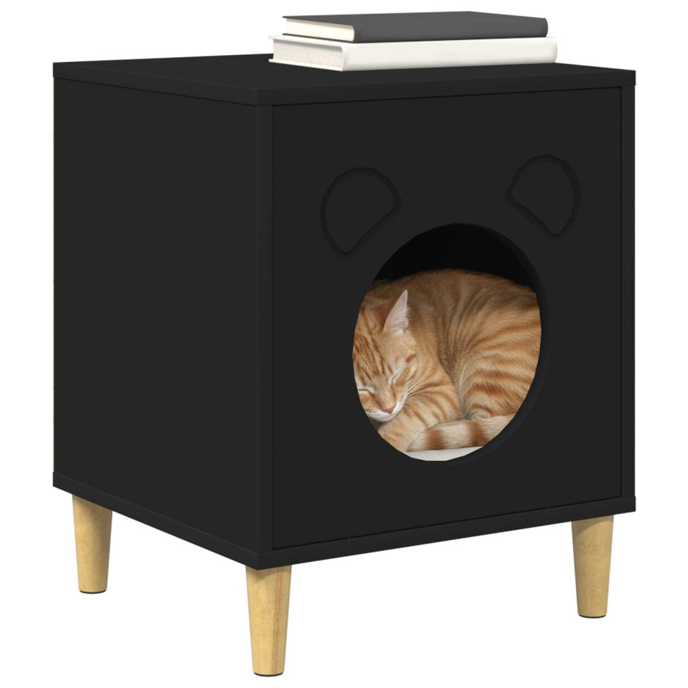 Produktbild för Katt hus Svart 42,5 x 40 x 53 cm Konstruerat trä