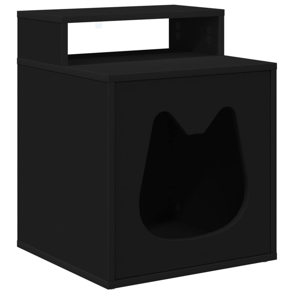 Produktbild för Katt hus Svart 42,5 x 40 x 53,5 cm Konstruerat trä