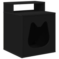 Produktbild för Katt hus Svart 42,5 x 40 x 53,5 cm Konstruerat trä