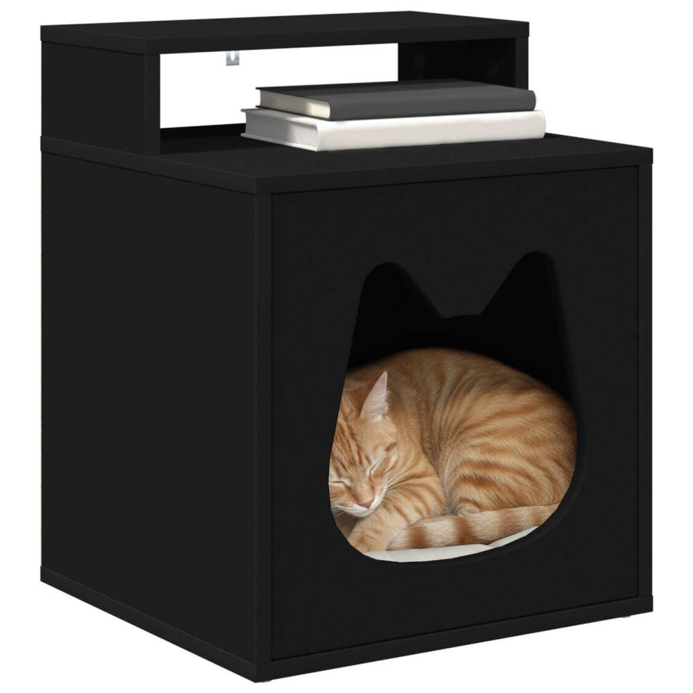 Produktbild för Katt hus Svart 42,5 x 40 x 53,5 cm Konstruerat trä