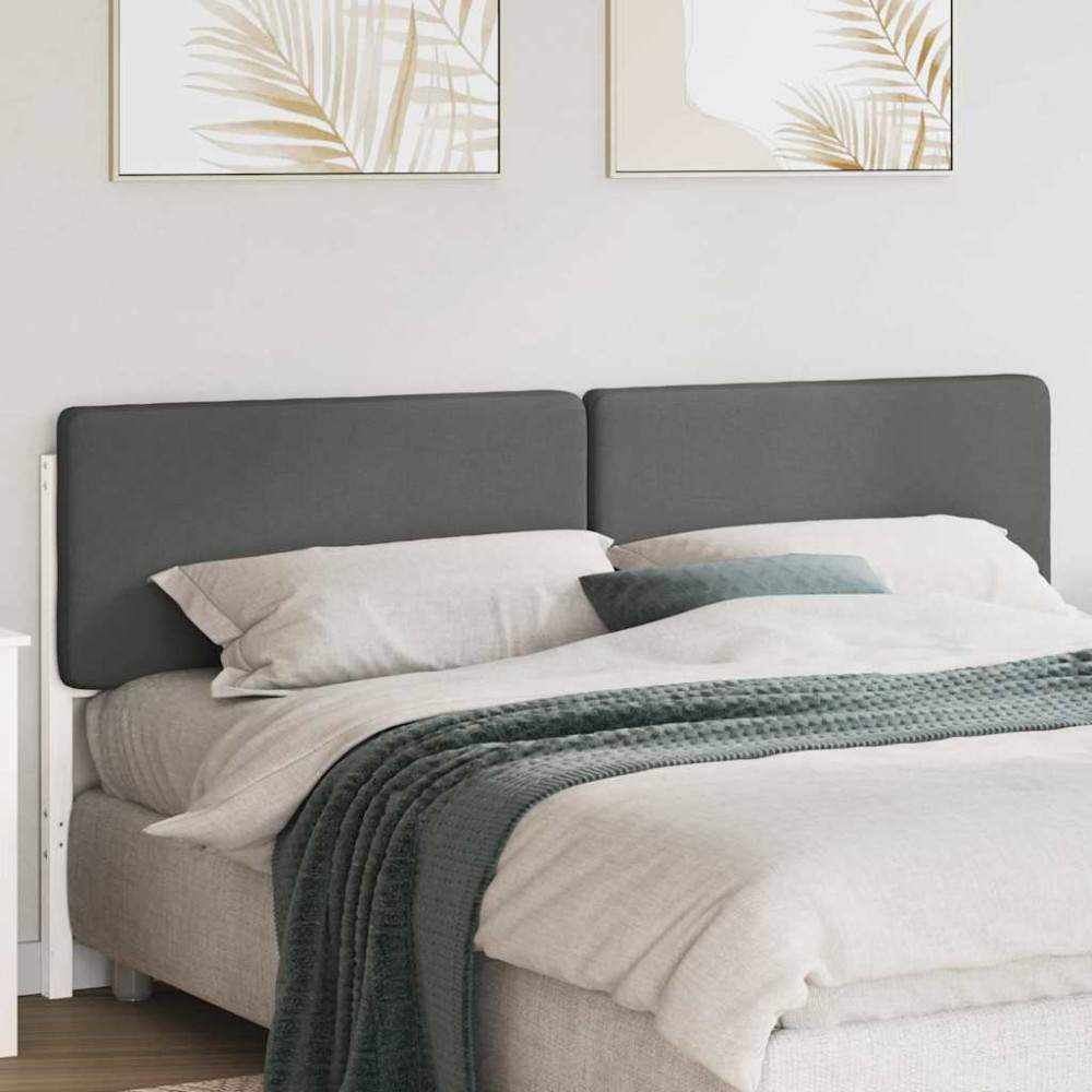 Produktbild för Klädd sänggavel Vit och ljusgrå 180 cm Massiv furu
