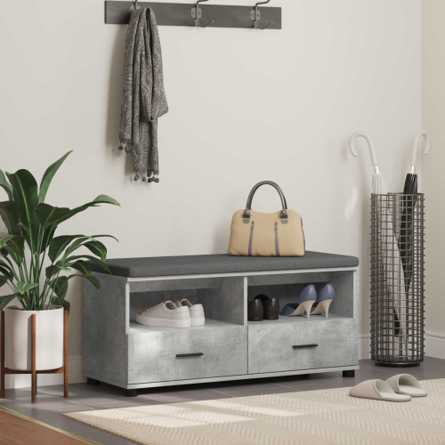 vidaXL Hallbänk BetongGrå 100 x 38 x 46 cm Konstruerat Trä och Tyg