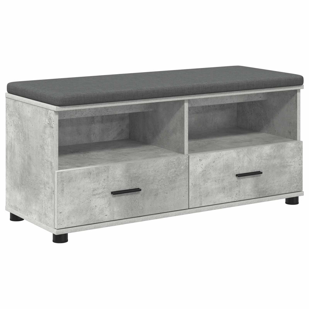 Produktbild för Hallbänk BetongGrå 100 x 38 x 46 cm Konstruerat Trä och Tyg