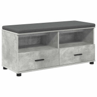 Produktbild för Hallbänk BetongGrå 100 x 38 x 46 cm Konstruerat Trä och Tyg