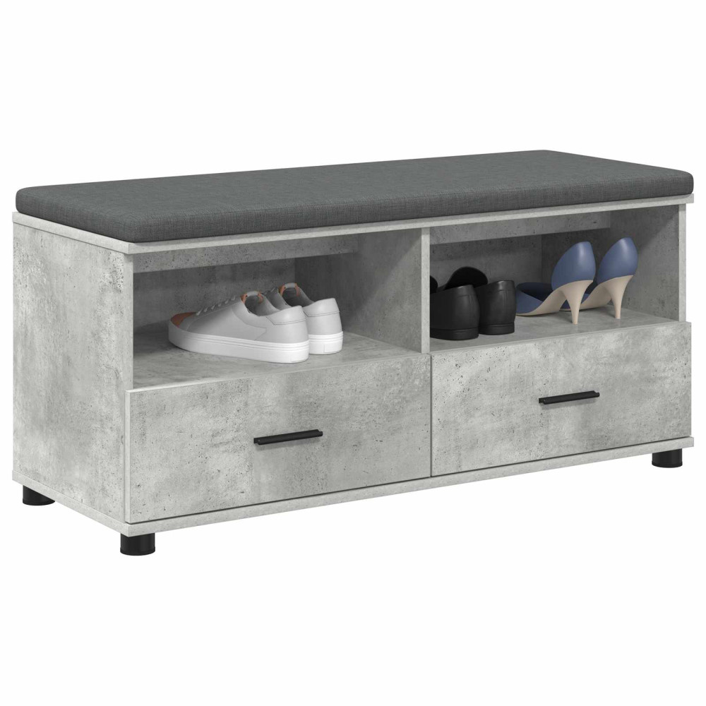 Produktbild för Hallbänk BetongGrå 100 x 38 x 46 cm Konstruerat Trä och Tyg