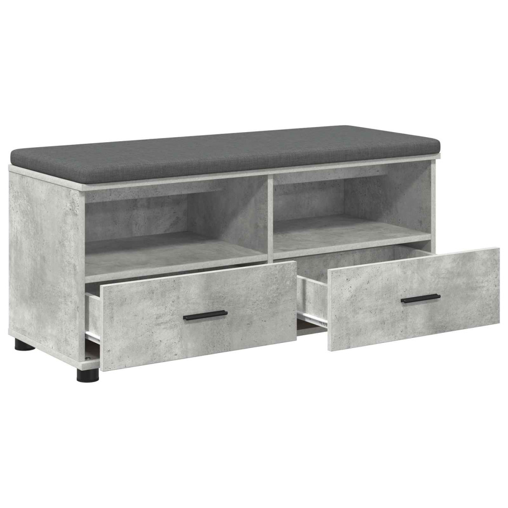 Produktbild för Hallbänk BetongGrå 100 x 38 x 46 cm Konstruerat Trä och Tyg