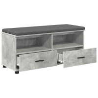 Produktbild för Hallbänk BetongGrå 100 x 38 x 46 cm Konstruerat Trä och Tyg