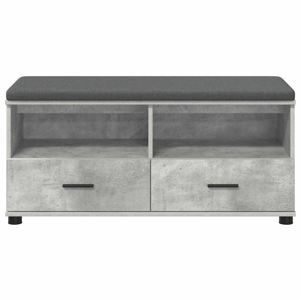 Produktbild för Hallbänk BetongGrå 100 x 38 x 46 cm Konstruerat Trä och Tyg