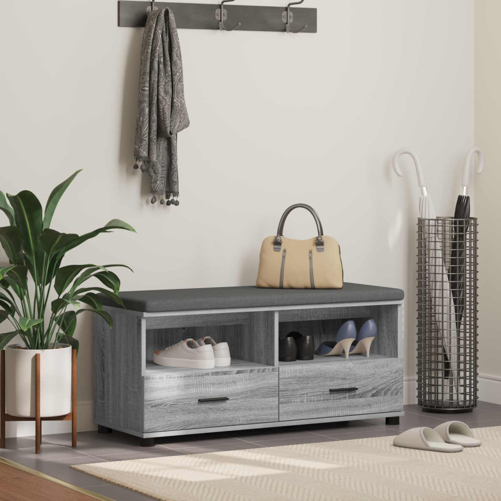 Produktbild för Hallbänk Grå Sonoma 100 x 38 x 46 cm Konstruerat Trä och Tyg