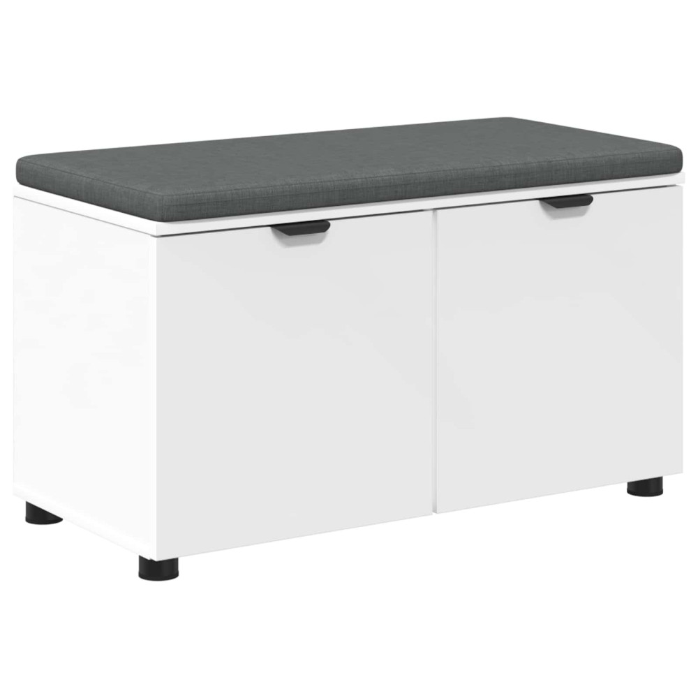 Produktbild för Hallbänk med kudde Vit 80 x 38 x 46 cm Konstruerat Trä och Tyg